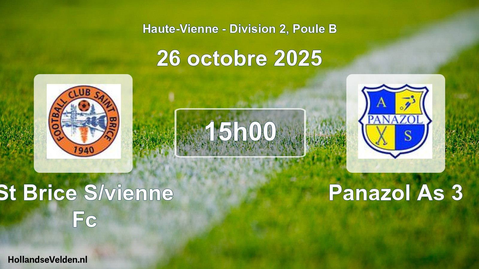 Geplande wedstrijd: St Brice S/vienne Fc - Panazol As 3 (26 octobre 2025)