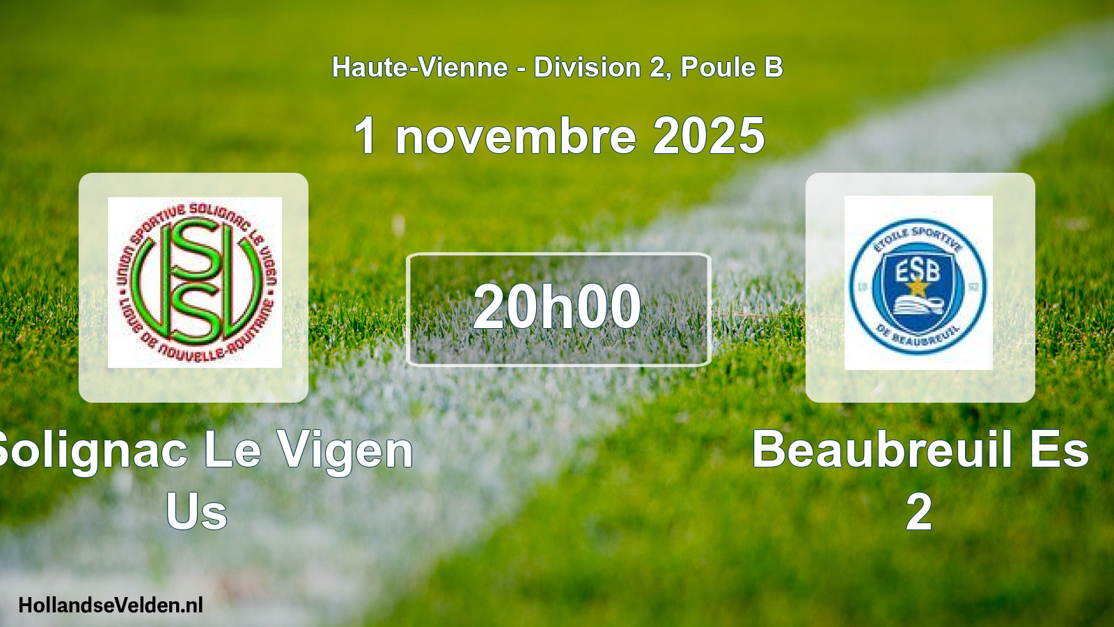 Geplande wedstrijd: Solignac Le Vigen Us - Beaubreuil Es 2 (1 novembre 2025)