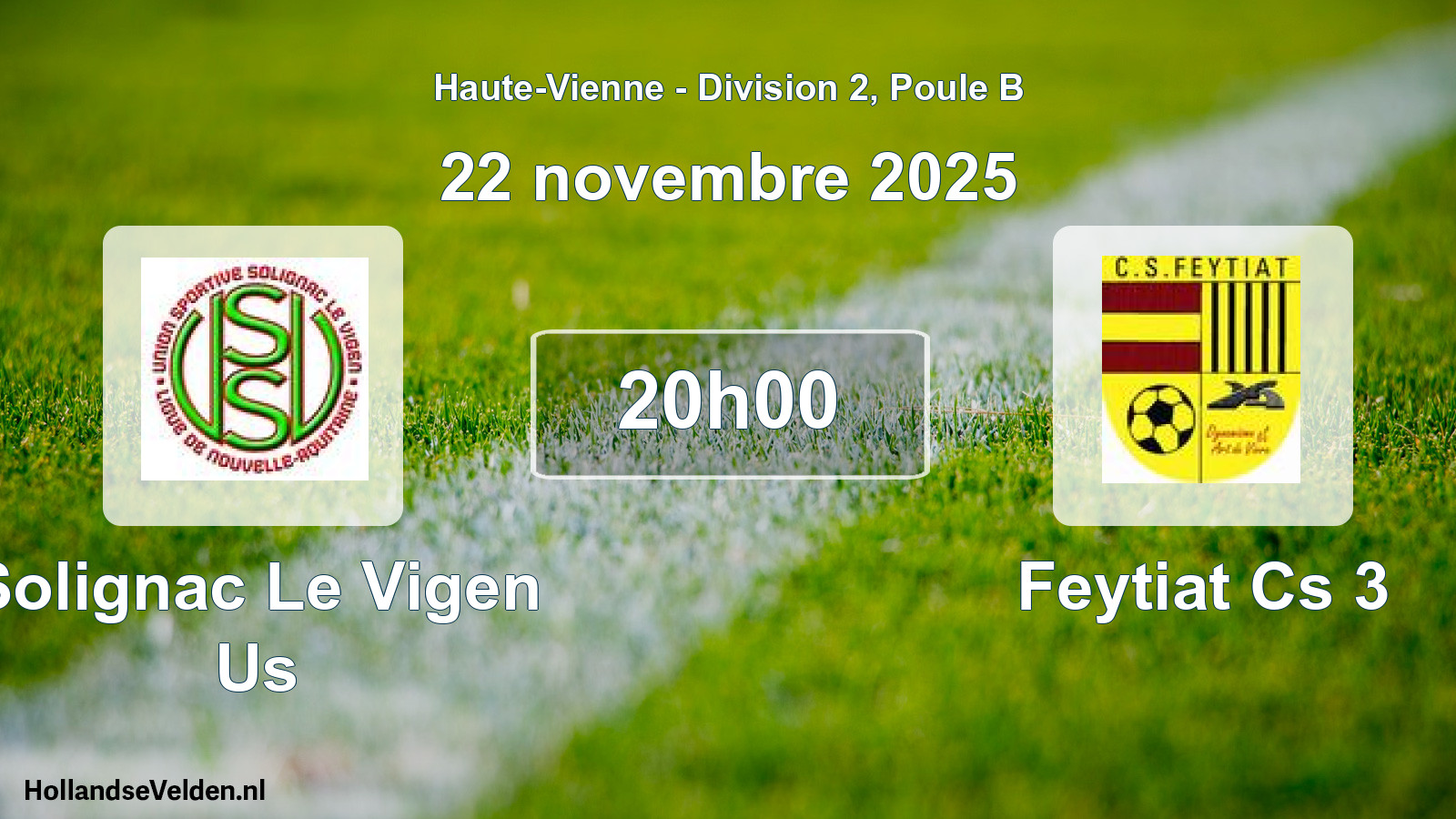 Geplande wedstrijd: Solignac Le Vigen Us - Feytiat Cs 3 (22 novembre 2025)
