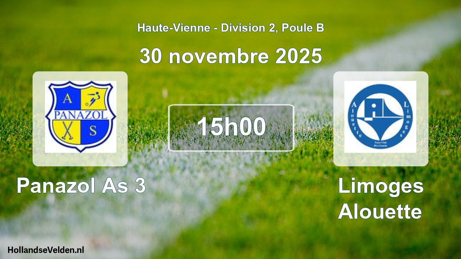 Geplande wedstrijd: Panazol As 3 - Limoges Alouette (30 novembre 2025)
