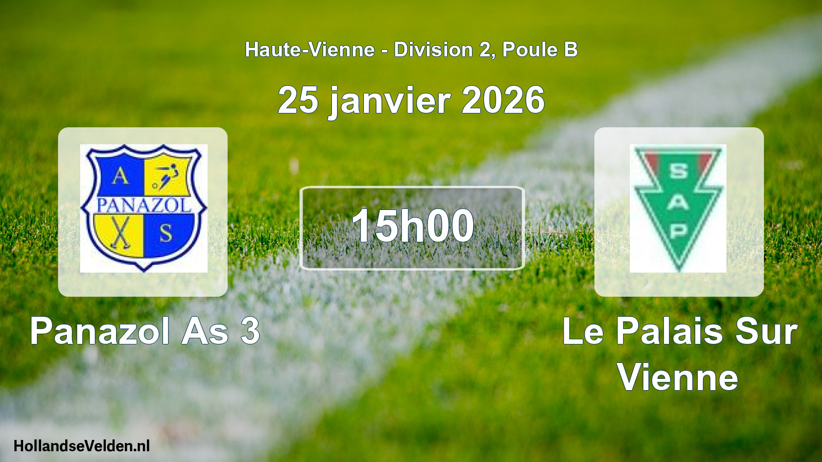 Geplande wedstrijd: Panazol As 3 - Le Palais Sur Vienne (25 janvier 2026)