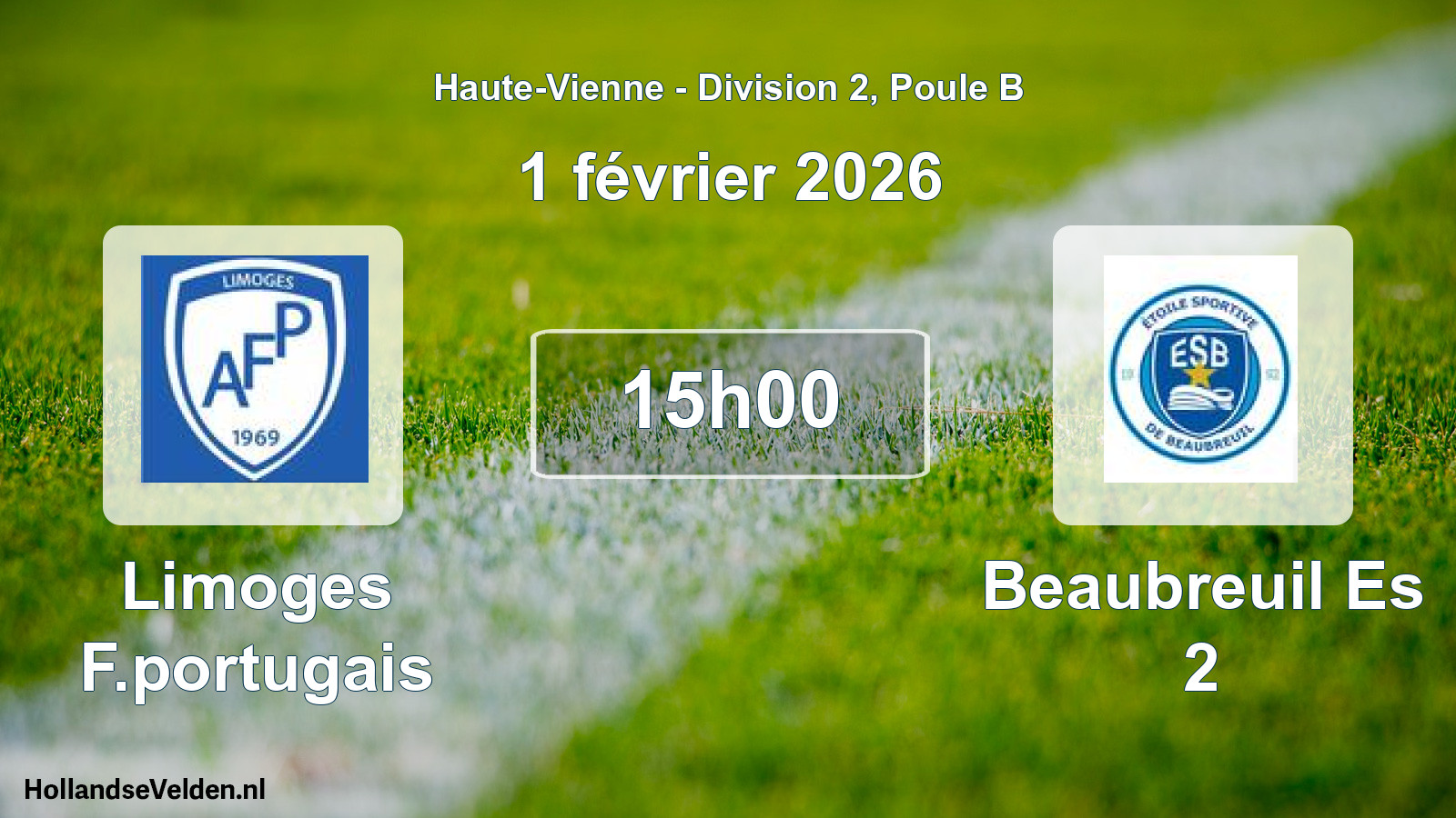 Geplande wedstrijd: Limoges F.portugais - Beaubreuil Es 2 (1 février 2026)