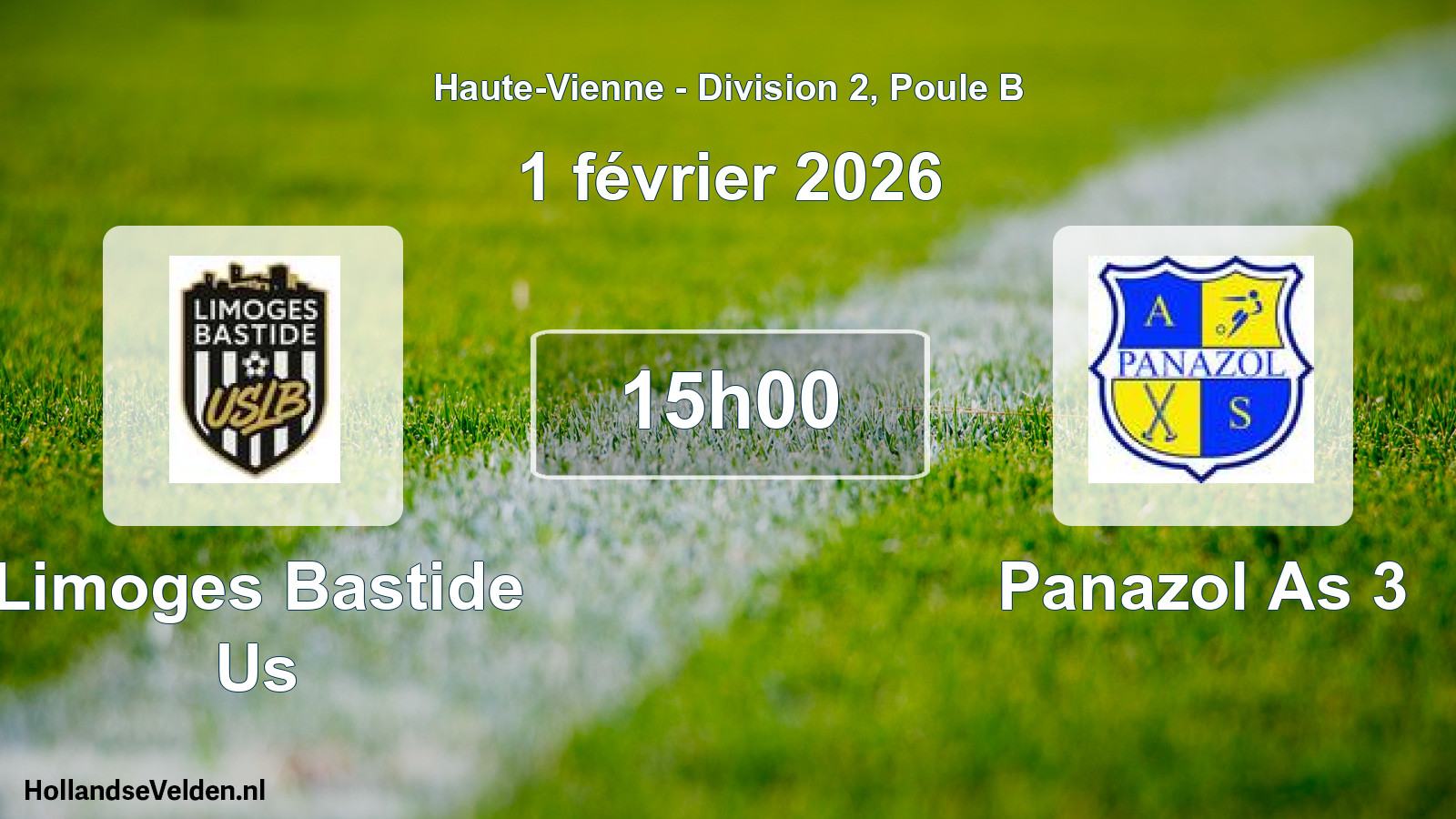 Geplande wedstrijd: Limoges Bastide Us - Panazol As 3 (1 février 2026)