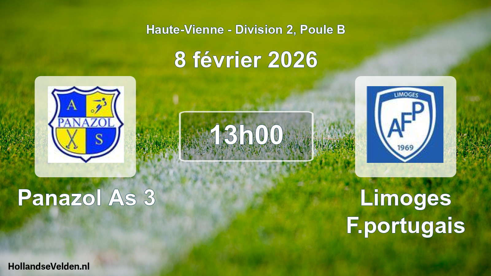 Geplande wedstrijd: Panazol As 3 - Limoges F.portugais (8 février 2026)
