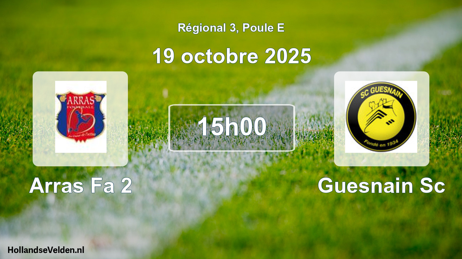 Geplande wedstrijd: Arras Fa 2 - Guesnain Sc (19 oktober 2025)