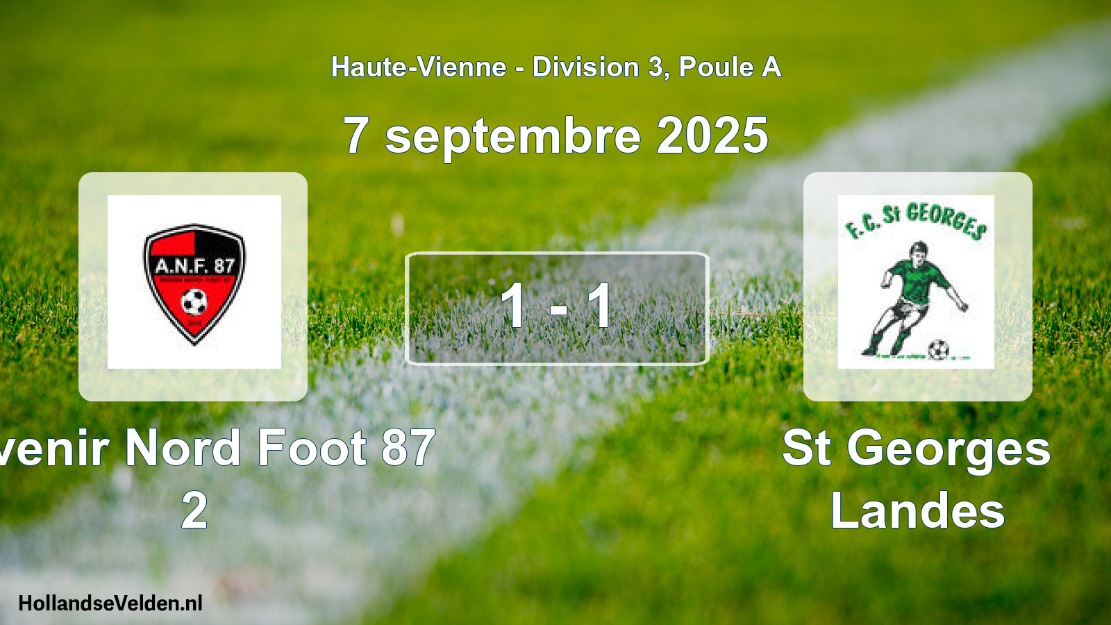 Total number of matches played: Avenir Nord Foot 87 2 - St Georges Landes 1 - 1 (7 September 2025)