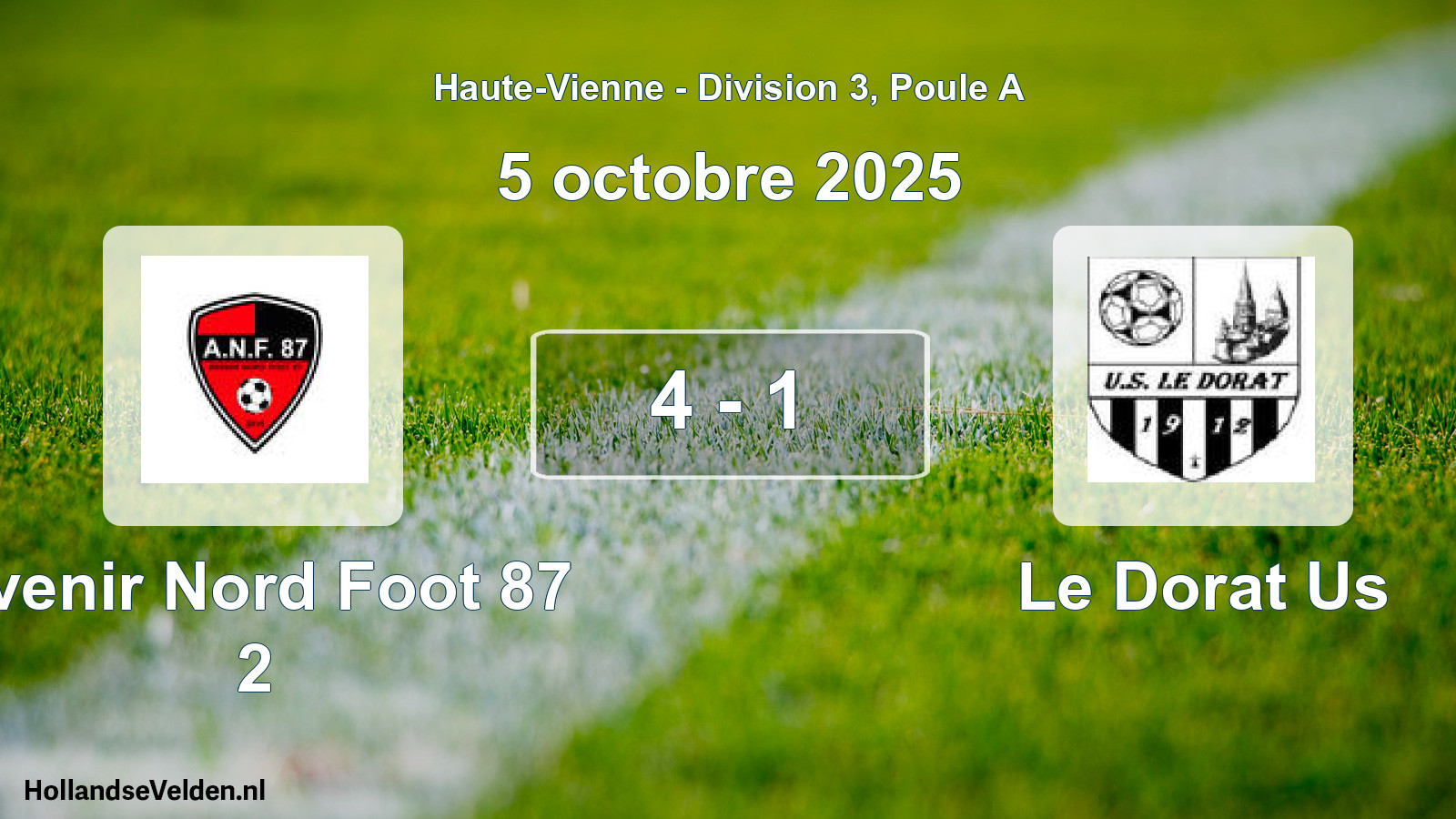 Gespeelde wedstrijd: Avenir Nord Foot 87 2 - Le Dorat Us 4 - 1 (5 octobre 2025)
