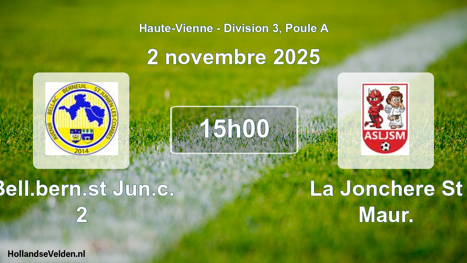Geplande wedstrijd: Bell.bern.st Jun.c. 2 - La Jonchere St Maur. (2 novembre 2025)