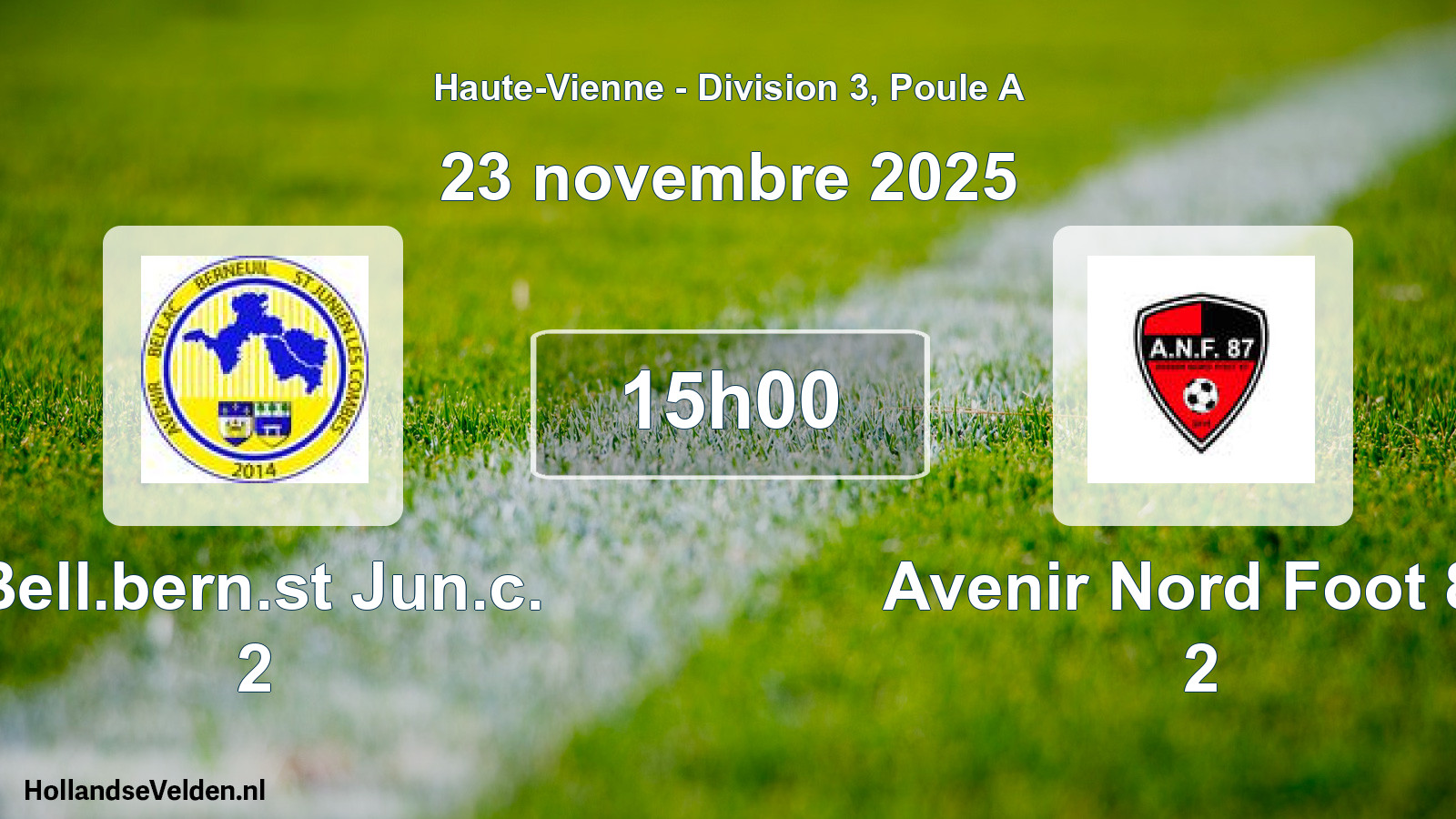 Scheduled Match: Bell.bern.st Jun.c. 2 - Avenir Nord Foot 87 2 (23 November 2025)