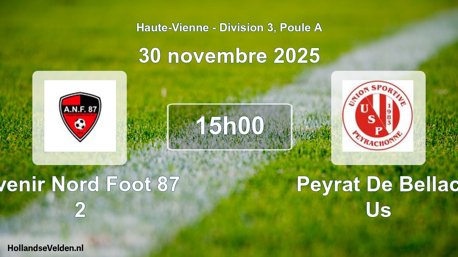 Geplande wedstrijd: Avenir Nord Foot 87 2 - Peyrat De Bellac Us (30 november 2025)