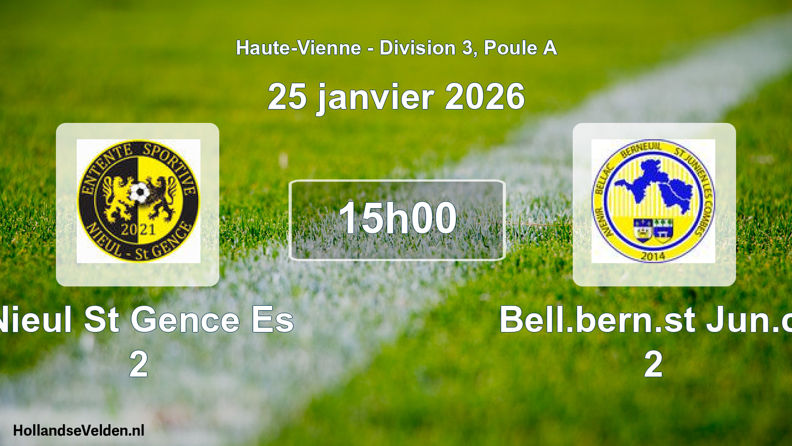 Scheduled Match: Nieul St Gence Es 2 - Bell.bern.st Jun.c. 2 (25 January 2026)