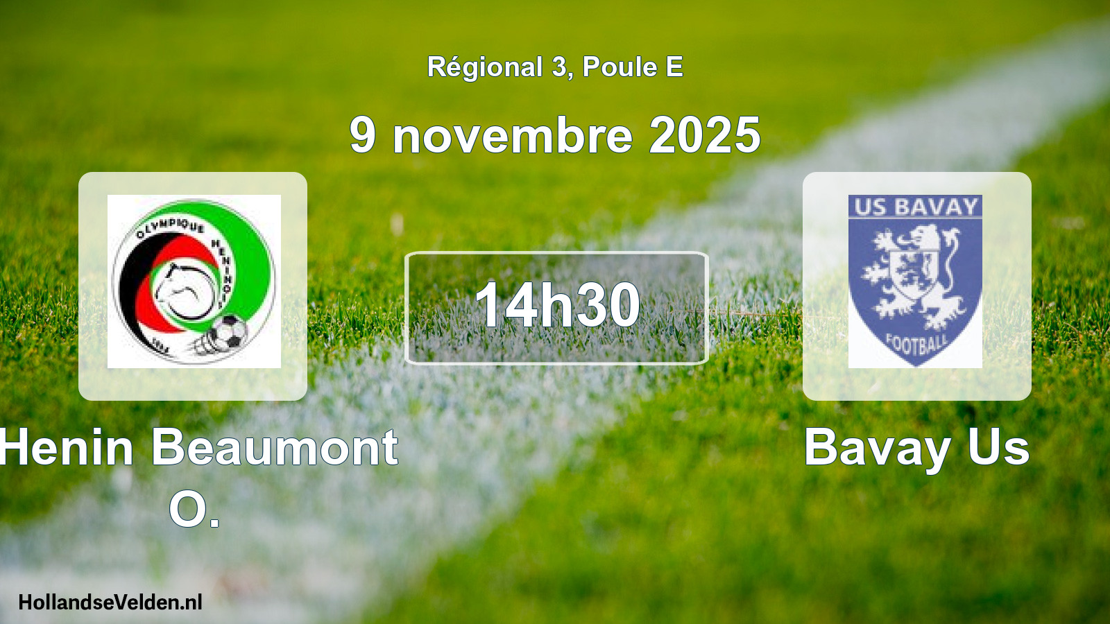 Geplande wedstrijd: Henin Beaumont O. - Bavay Us (9 novembre 2025)