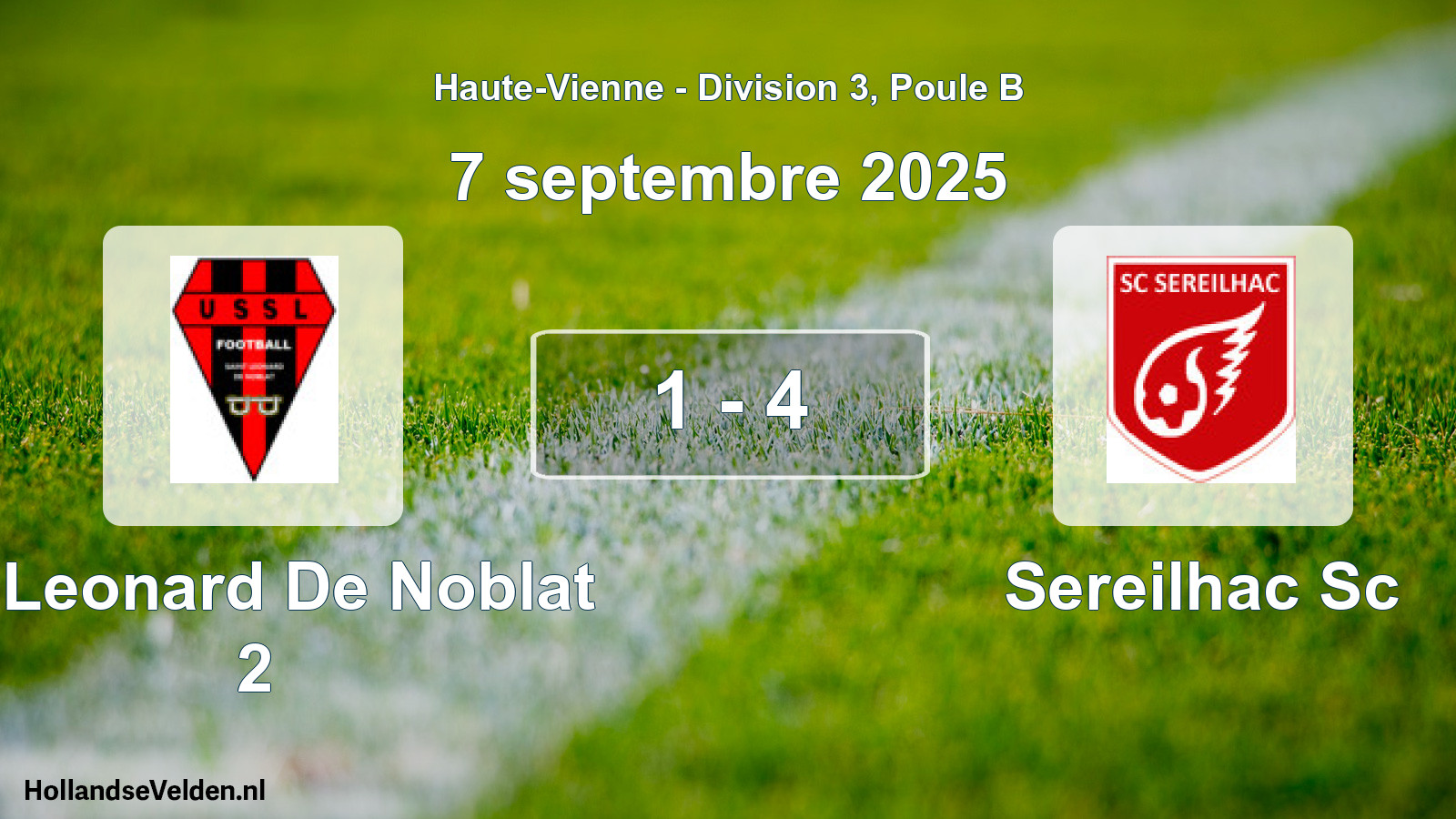 Total number of matches played: St Leonard De Noblat 2 - Sereilhac Sc 1 - 4 (7 September 2025)