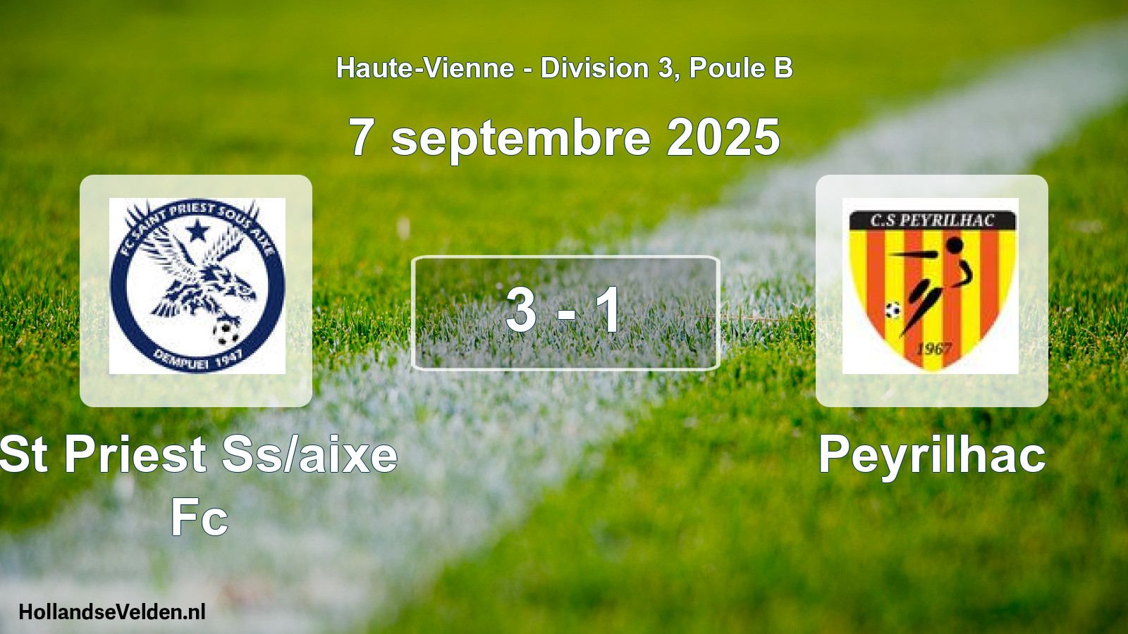 Gespeelde wedstrijd: St Priest Ss/aixe Fc - Peyrilhac 3 - 1 (7 septembre 2025)