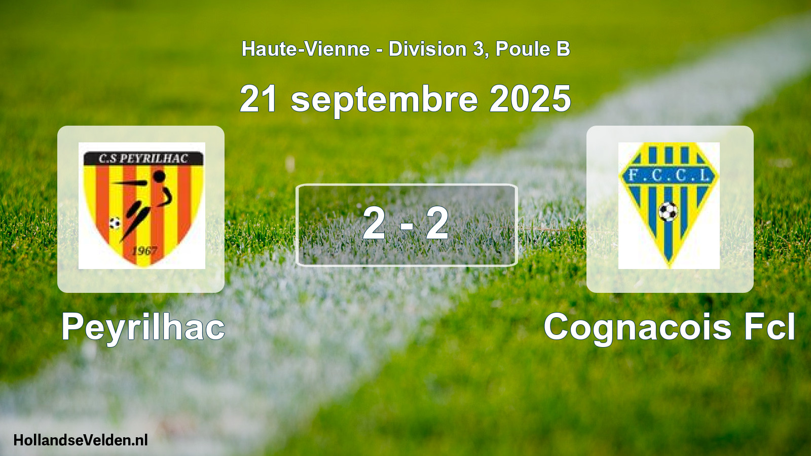 Total number of matches played: Peyrilhac - Cognacois Fcl 2 - 2 (21 September 2025)