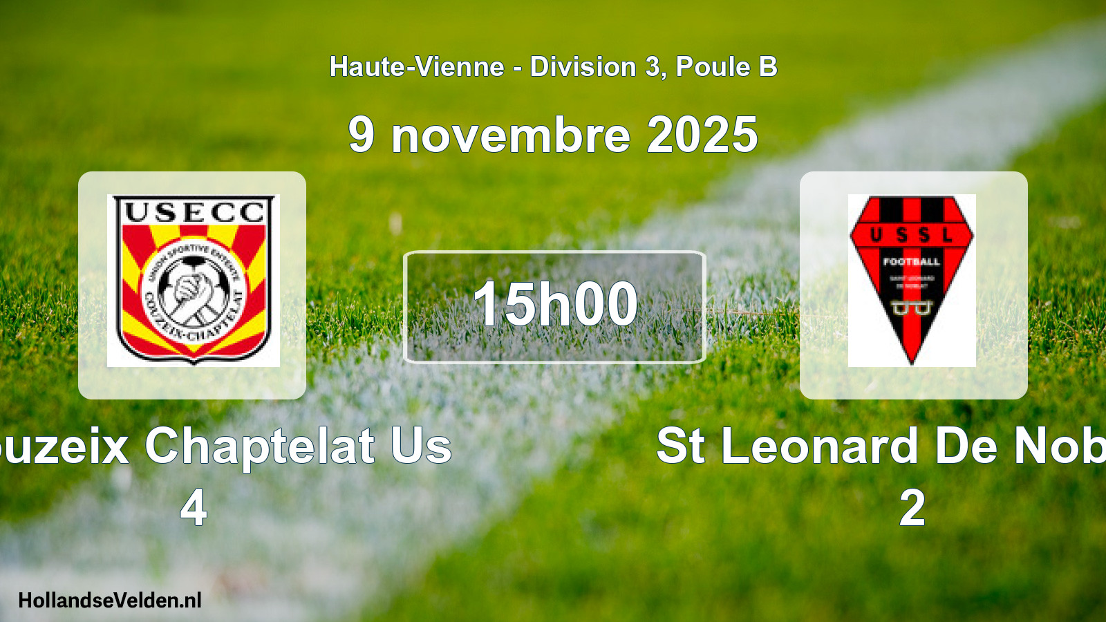Geplande wedstrijd: Couzeix Chaptelat Us 4 - St Leonard De Noblat 2 (9 novembre 2025)