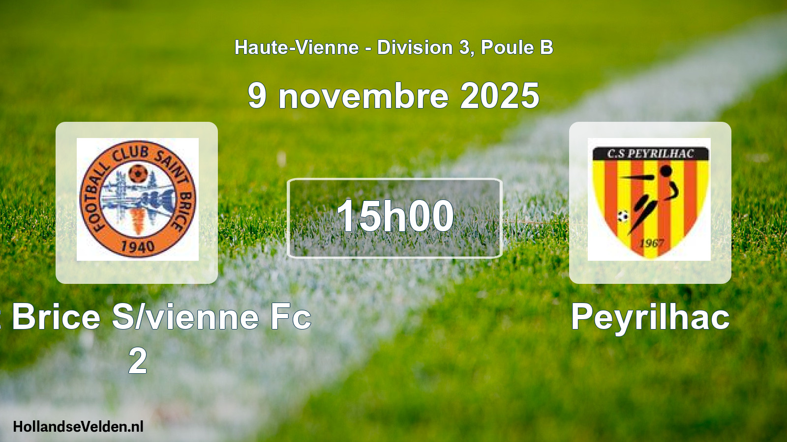 Geplande wedstrijd: St Brice S/vienne Fc 2 - Peyrilhac (9 novembre 2025)