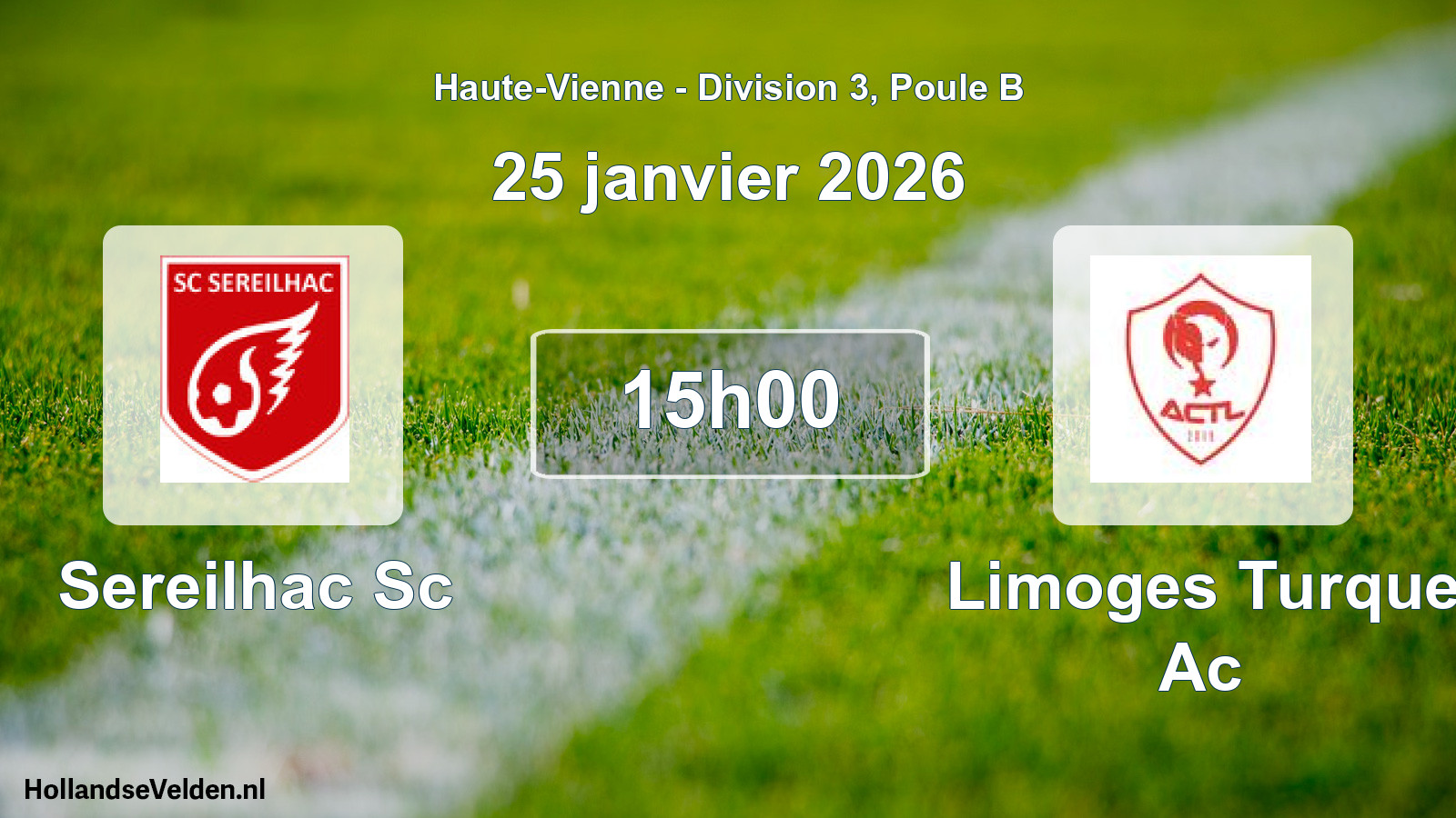 Geplande wedstrijd: Sereilhac Sc - Limoges Turque Ac (25 janvier 2026)
