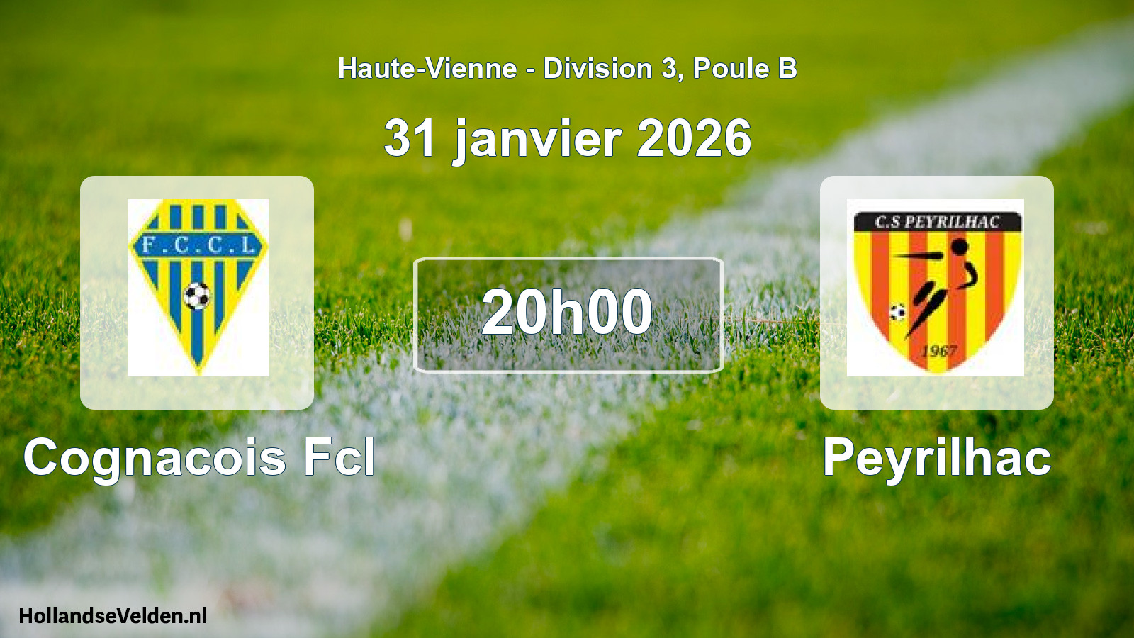 Geplande wedstrijd: Cognacois Fcl - Peyrilhac (31 janvier 2026)