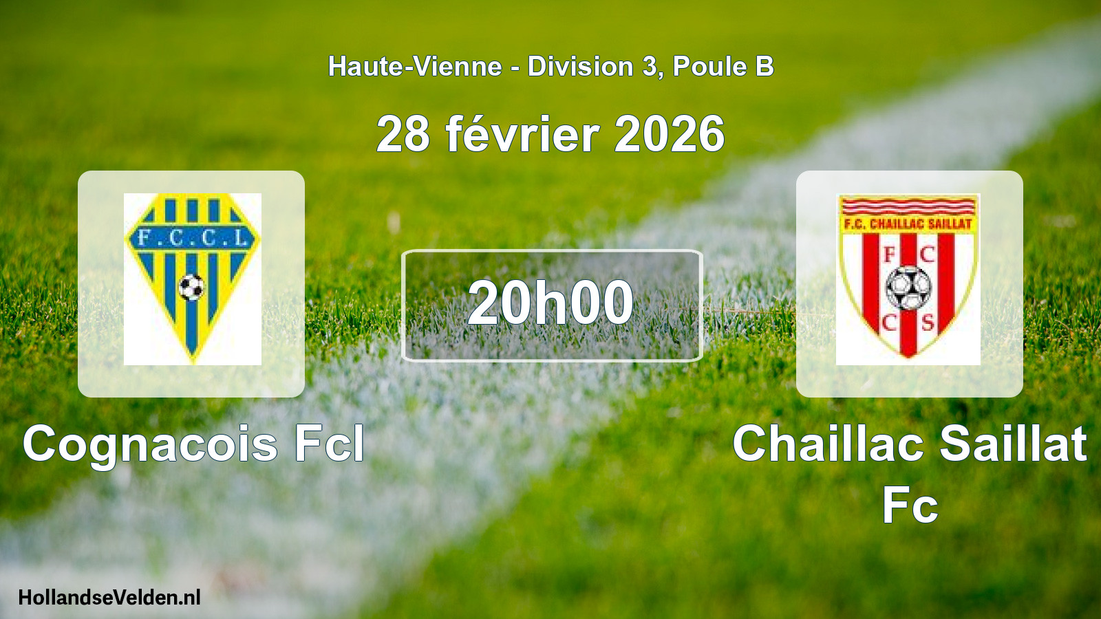 Geplande wedstrijd: Cognacois Fcl - Chaillac Saillat Fc (28 février 2026)