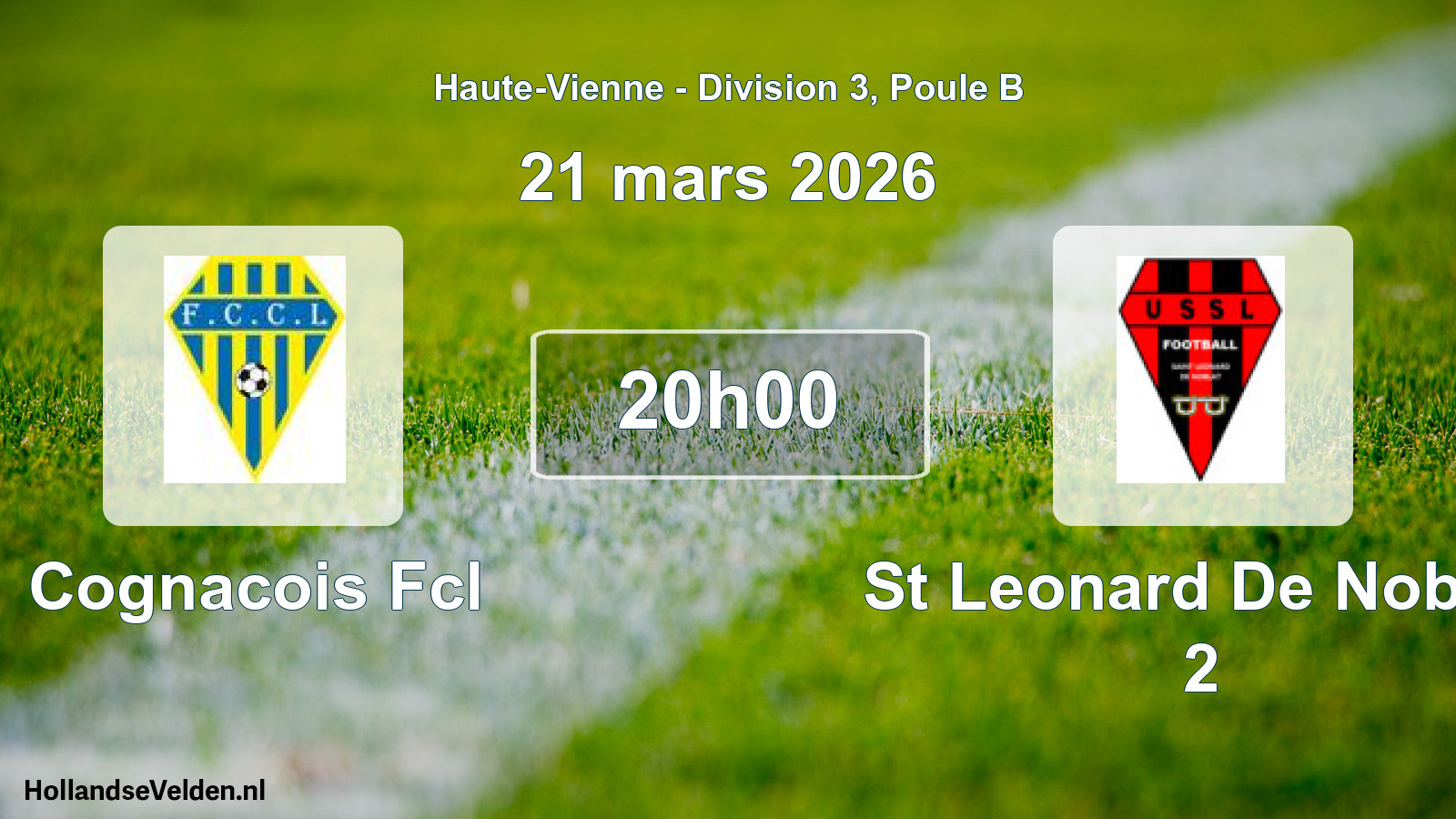 Geplande wedstrijd: Cognacois Fcl - St Leonard De Noblat 2 (21 mars 2026)