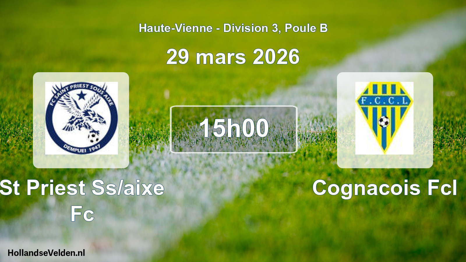 Geplande wedstrijd: St Priest Ss/aixe Fc - Cognacois Fcl (29 mars 2026)