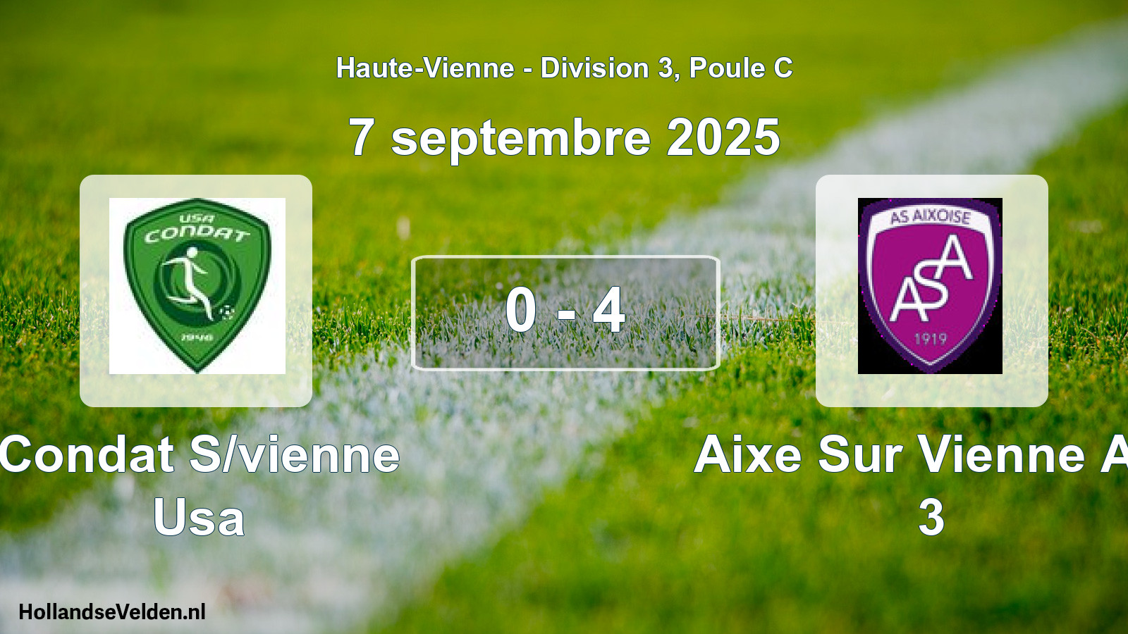 Gespeelde wedstrijd: Condat S/vienne Usa - Aixe Sur Vienne As 3 0 - 4 (7 september 2025)