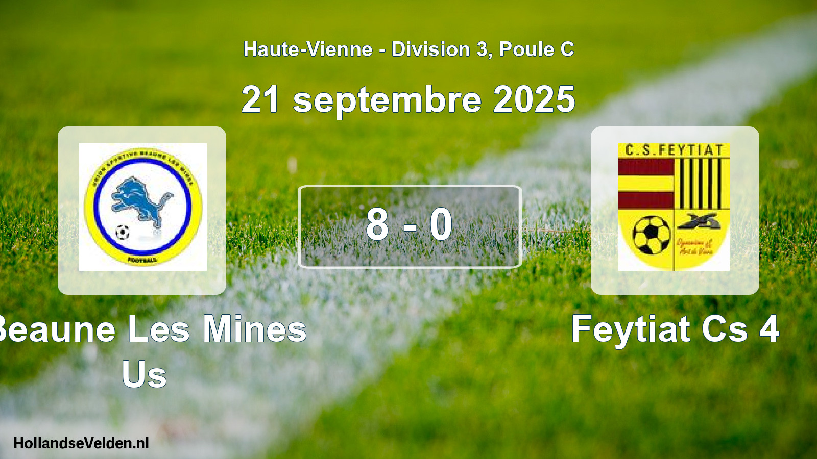 Gespeelde wedstrijd: Beaune Les Mines Us - Feytiat Cs 4 8 - 0 (21 septembre 2025)