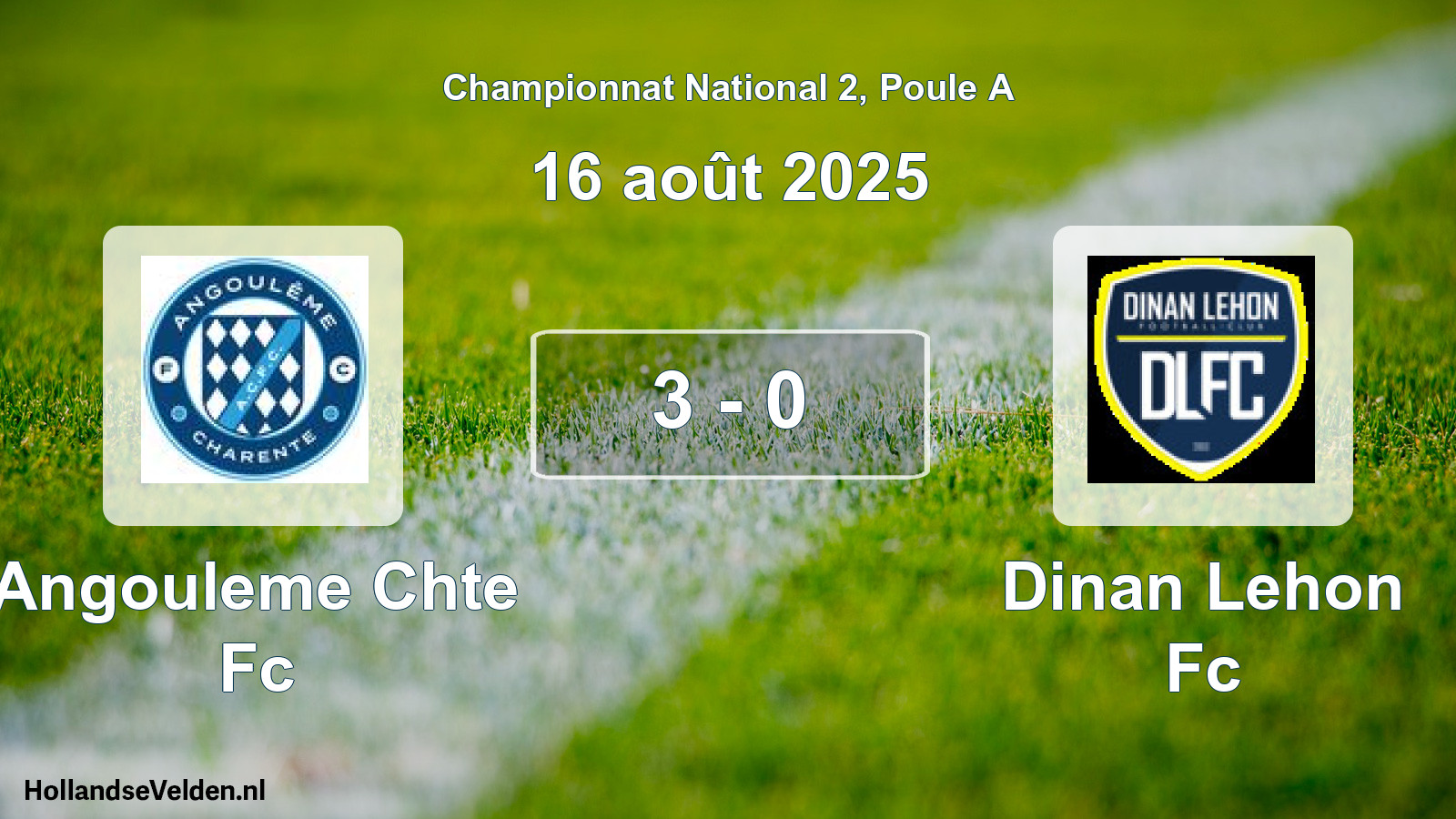 Gespeelde wedstrijd: Angouleme Chte Fc - Dinan Lehon Fc 3 - 0 (16 août 2025)