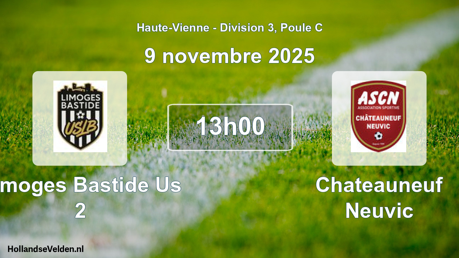 Geplande wedstrijd: Limoges Bastide Us 2 - Chateauneuf Neuvic (9 november 2025)