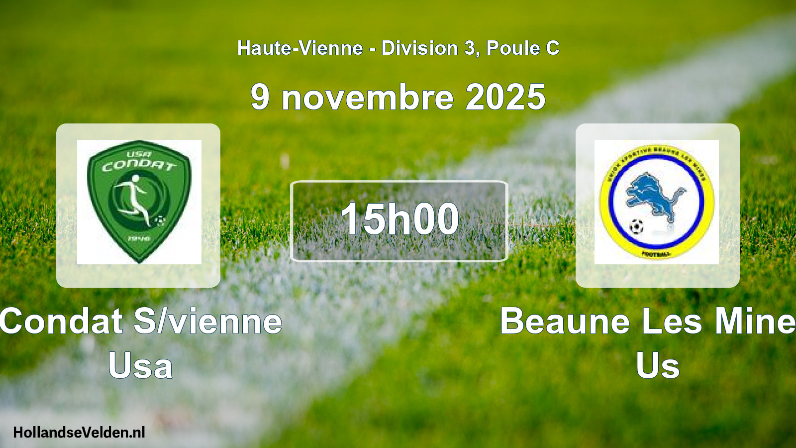 Geplande wedstrijd: Condat S/vienne Usa - Beaune Les Mines Us (9 novembre 2025)