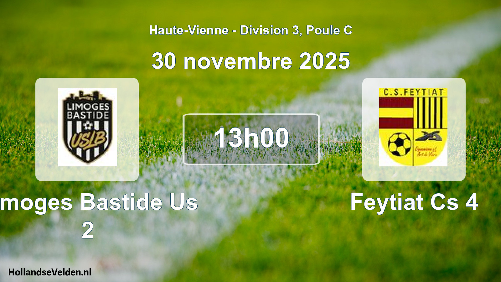 Geplande wedstrijd: Limoges Bastide Us 2 - Feytiat Cs 4 (30 november 2025)
