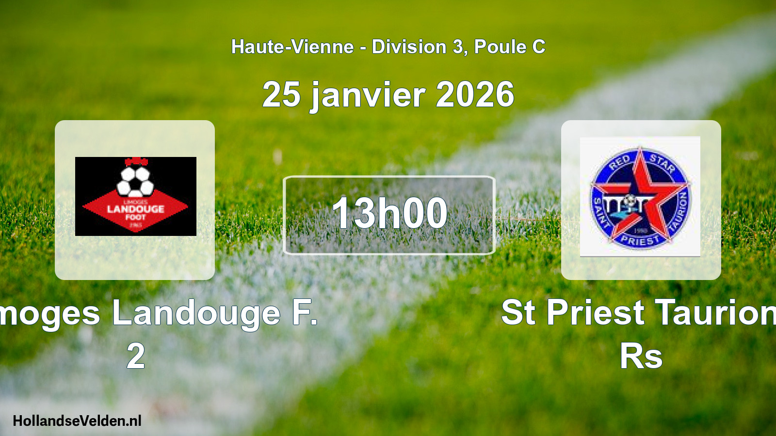 Geplande wedstrijd: Limoges Landouge F. 2 - St Priest Taurion Rs (25 januari 2026)