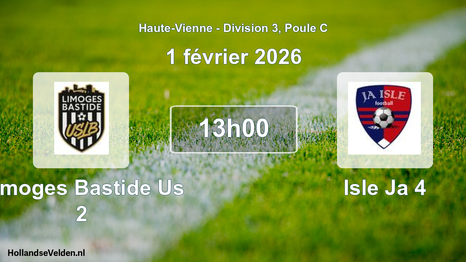 Geplande wedstrijd: Limoges Bastide Us 2 - Isle Ja 4 (1 februari 2026)