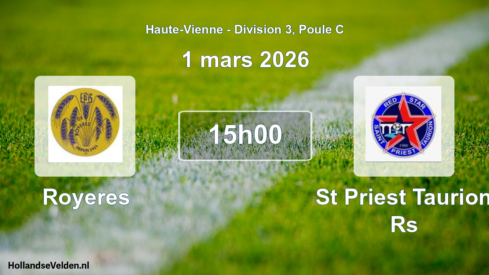 Geplande wedstrijd: Royeres - St Priest Taurion Rs (1 mars 2026)