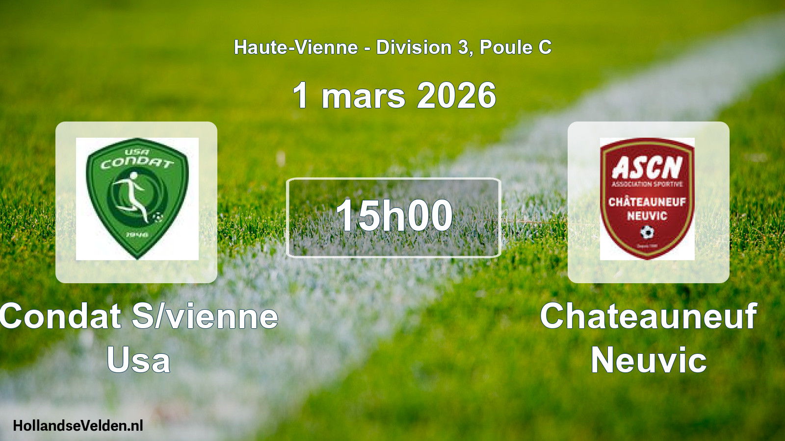 Geplande wedstrijd: Condat S/vienne Usa - Chateauneuf Neuvic (1 maart 2026)