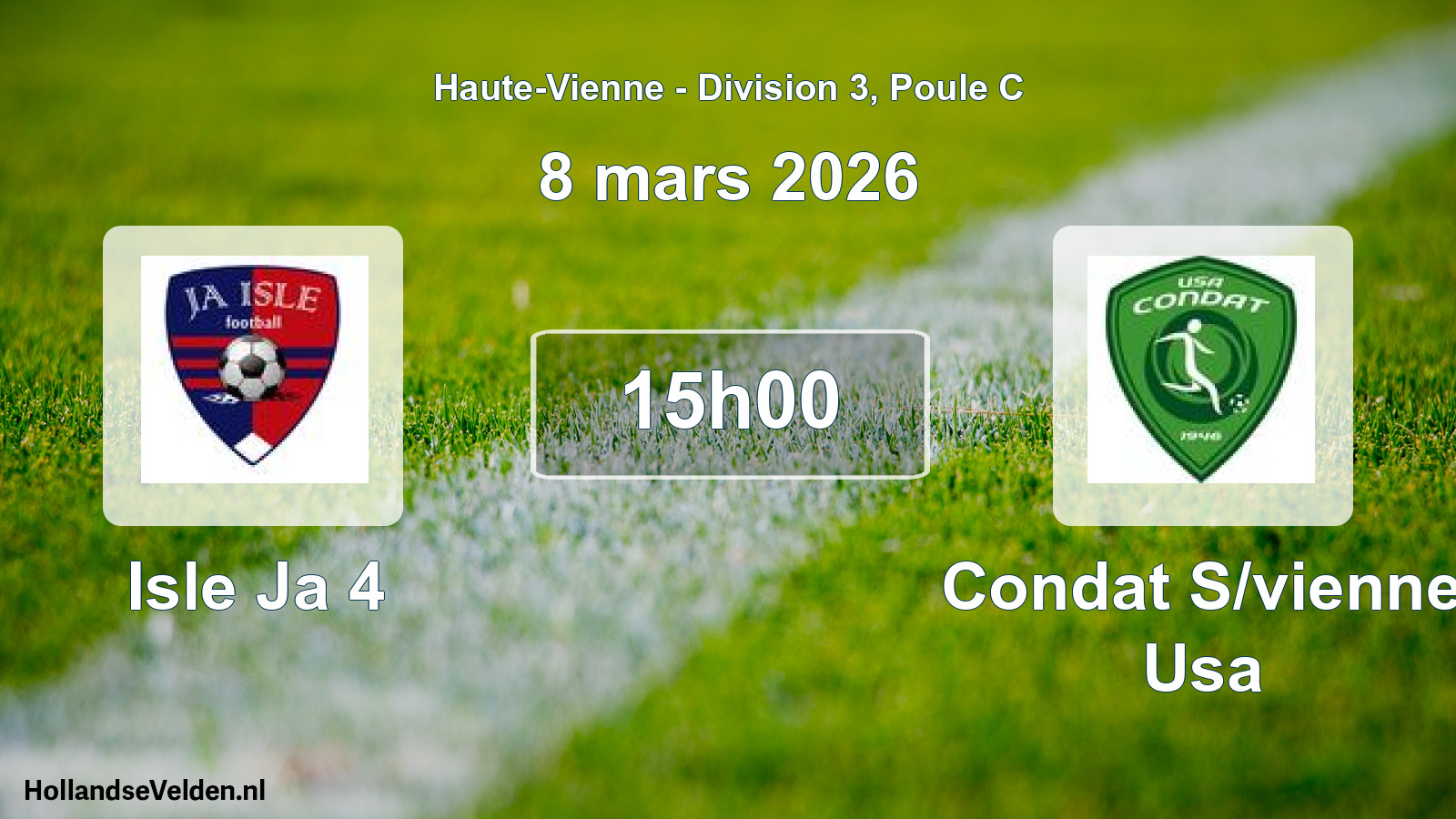 Geplande wedstrijd: Isle Ja 4 - Condat S/vienne Usa (8 maart 2026)