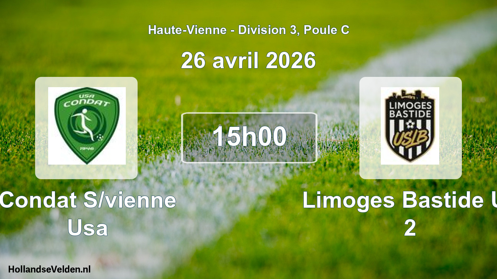Geplande wedstrijd: Condat S/vienne Usa - Limoges Bastide Us 2 (26 april 2026)