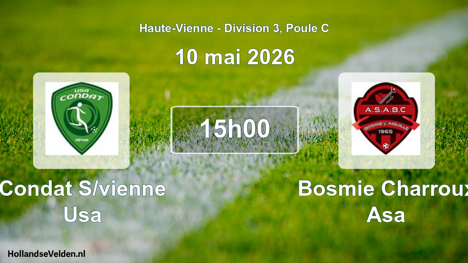 Geplande wedstrijd: Condat S/vienne Usa - Bosmie Charroux Asa (10 mei 2026)