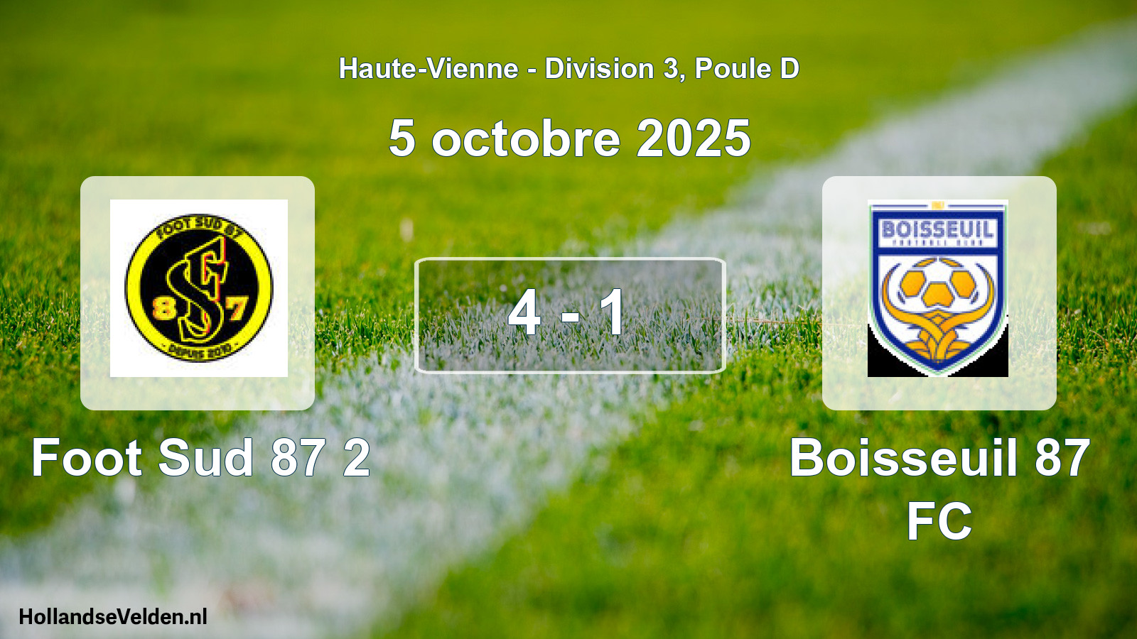 Gespeelde wedstrijd: Foot Sud 87 2 - Boisseuil 87 FC 4 - 1 (5 oktober 2025)