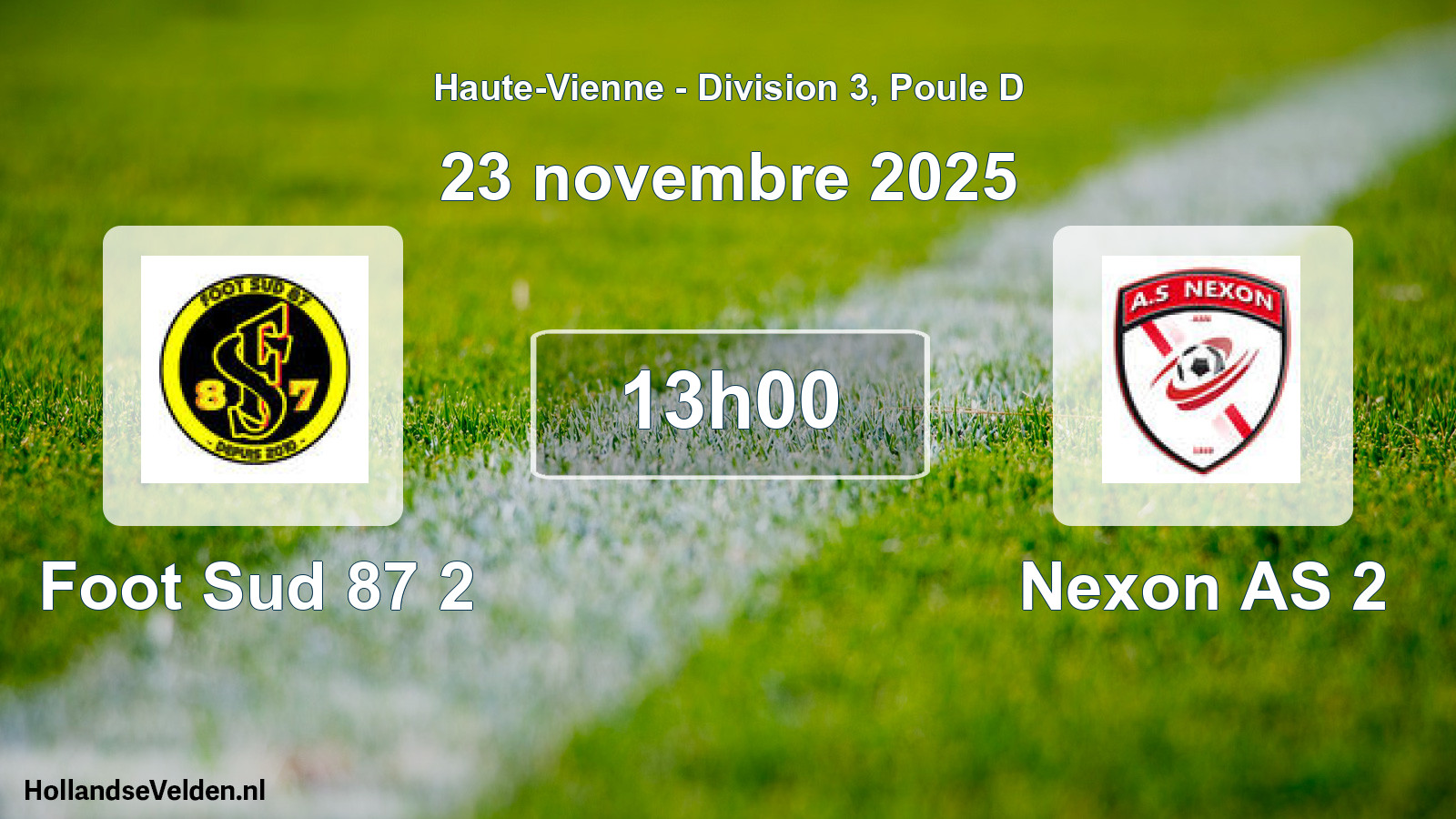 Geplande wedstrijd: Foot Sud 87 2 - Nexon AS 2 (23 november 2025)
