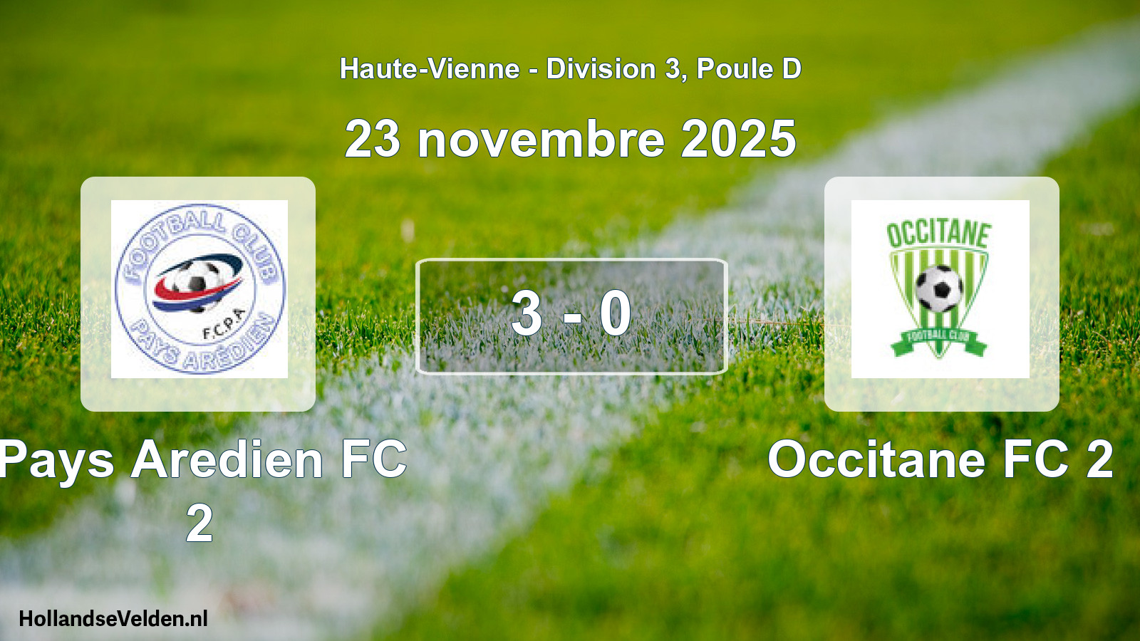 Gespeelde wedstrijd: Pays Aredien FC 2 - Occitane FC 2 3 - 0 (23 november 2025)
