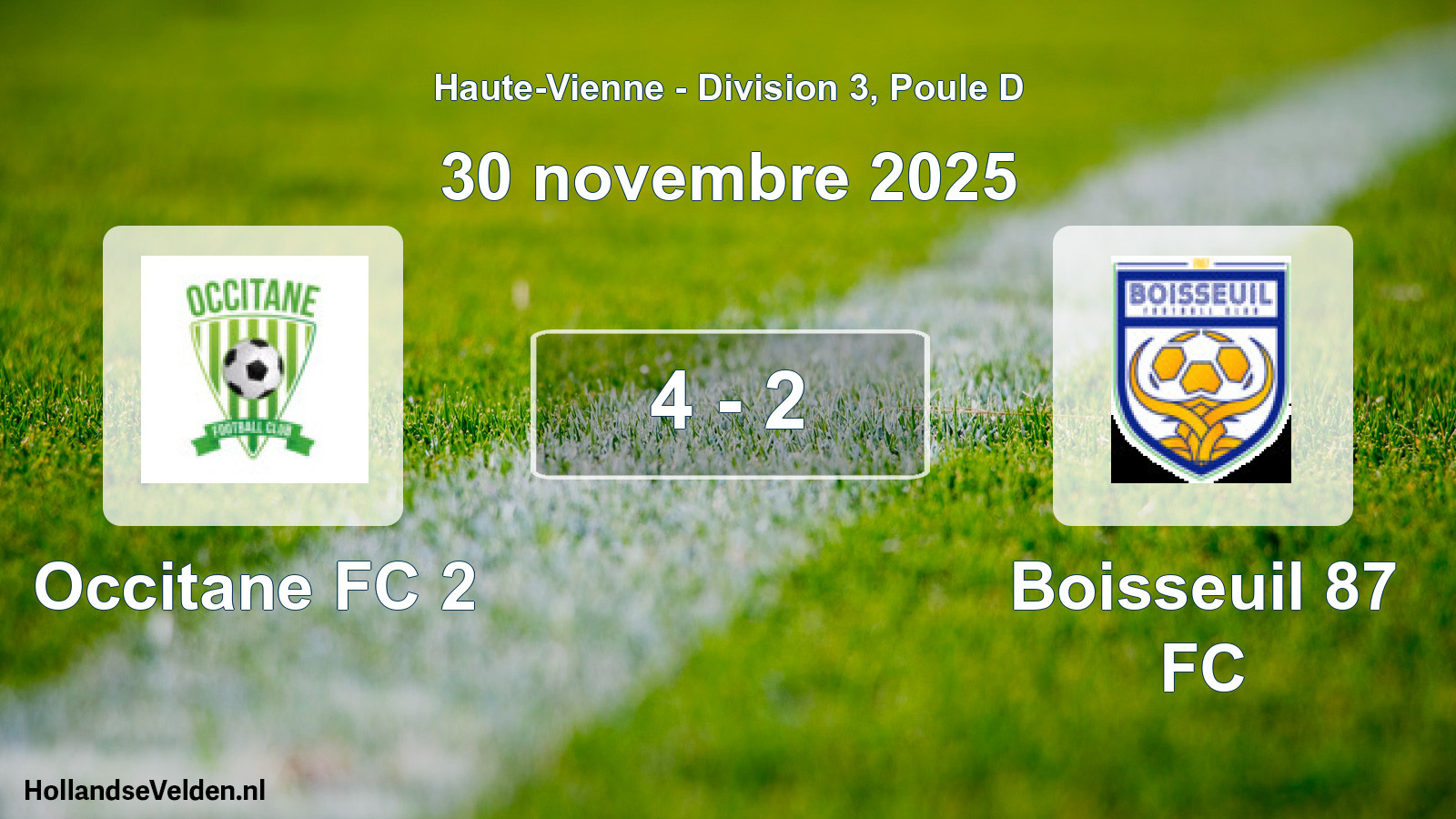 Gespeelde wedstrijd: Occitane FC 2 - Boisseuil 87 FC 4 - 2 (30 november 2025)