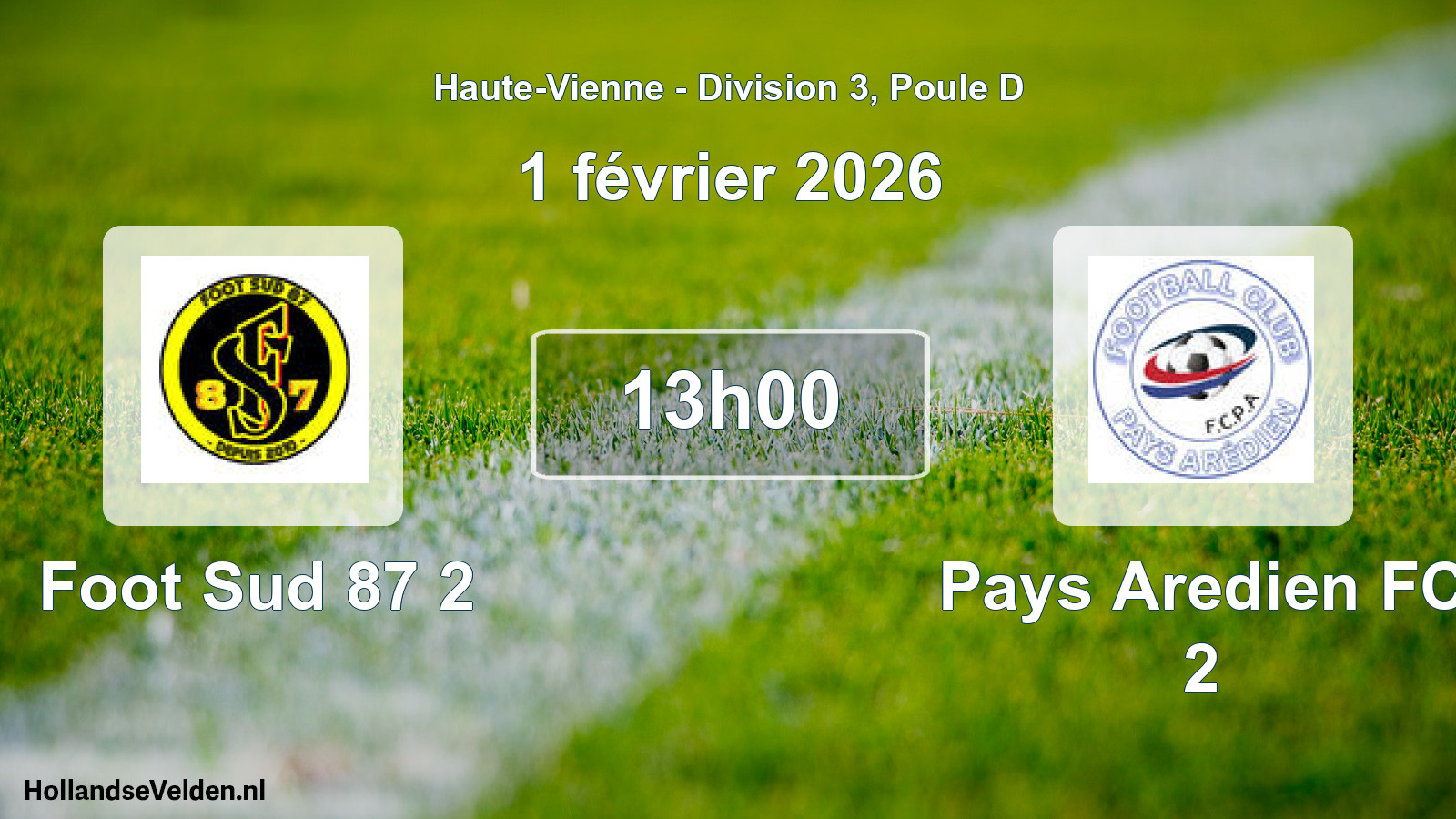 Geplande wedstrijd: Foot Sud 87 2 - Pays Aredien FC 2 (1 februari 2026)