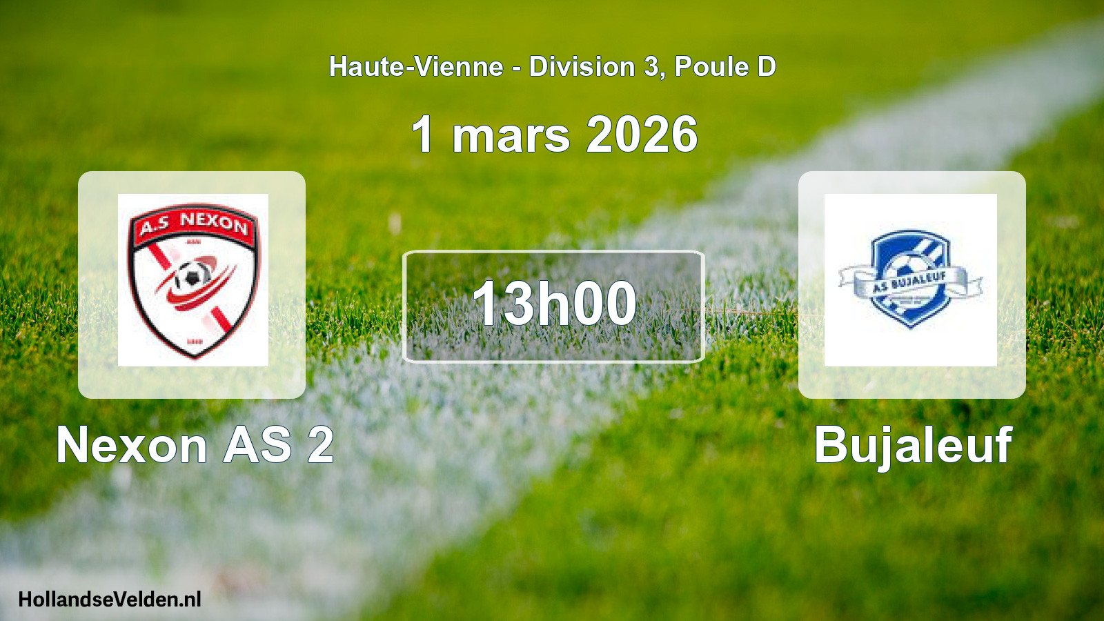 Geplande wedstrijd: Nexon AS 2 - Bujaleuf (1 maart 2026)
