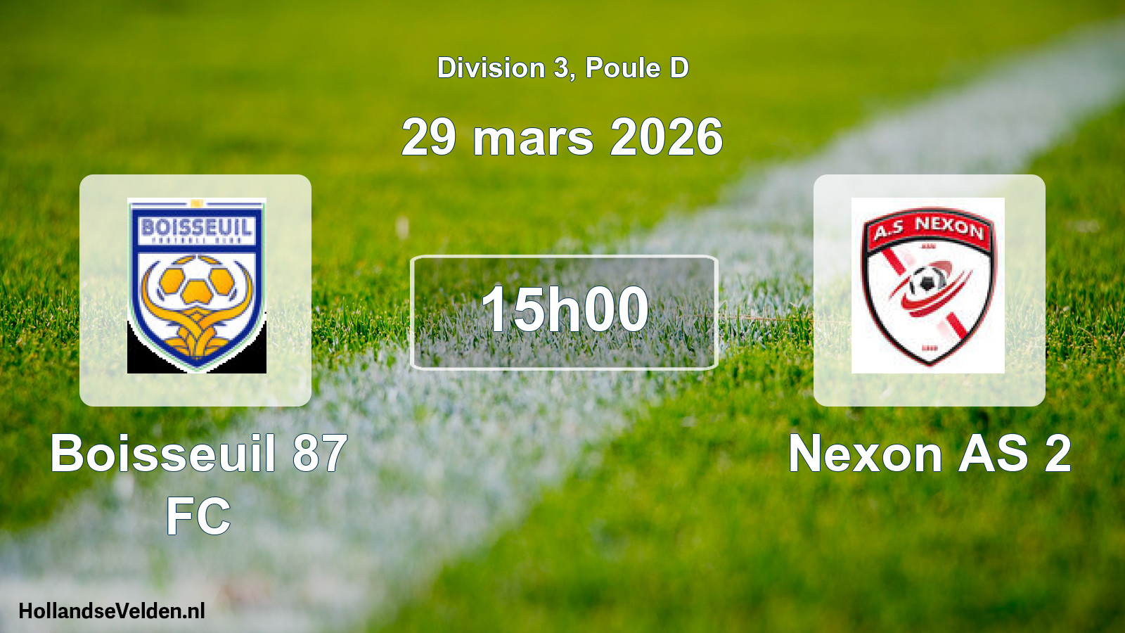 Scheduled Match: Boisseuil 87 FC - Nexon AS 2 (29 March 2026)