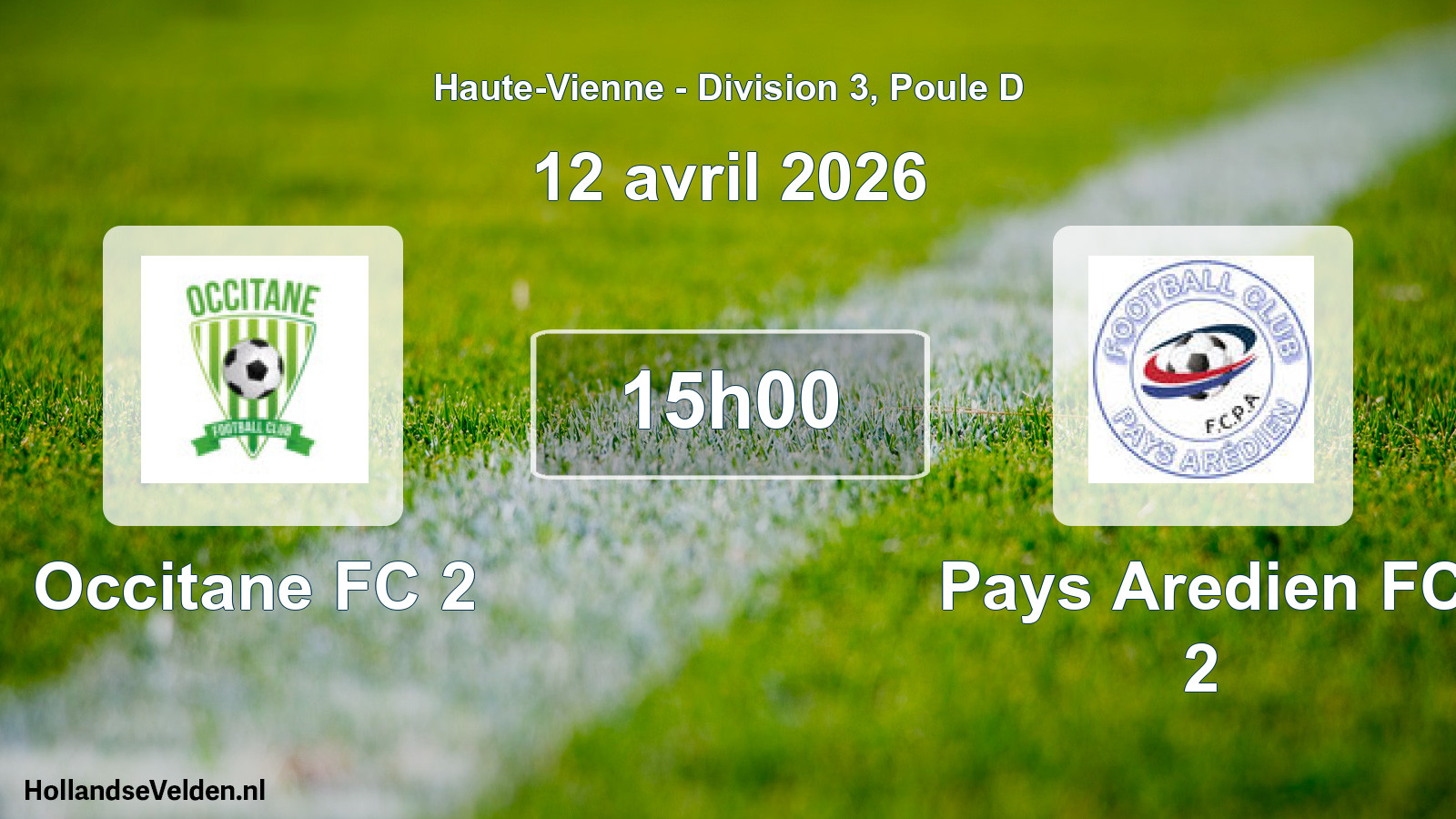 Geplande wedstrijd: Occitane FC 2 - Pays Aredien FC 2 (12 april 2026)