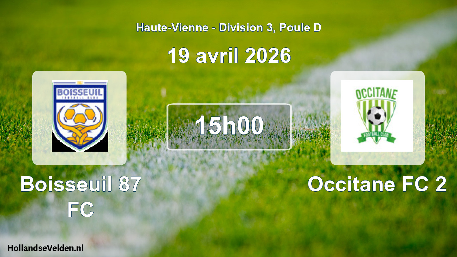 Geplande wedstrijd: Boisseuil 87 FC - Occitane FC 2 (19 april 2026)