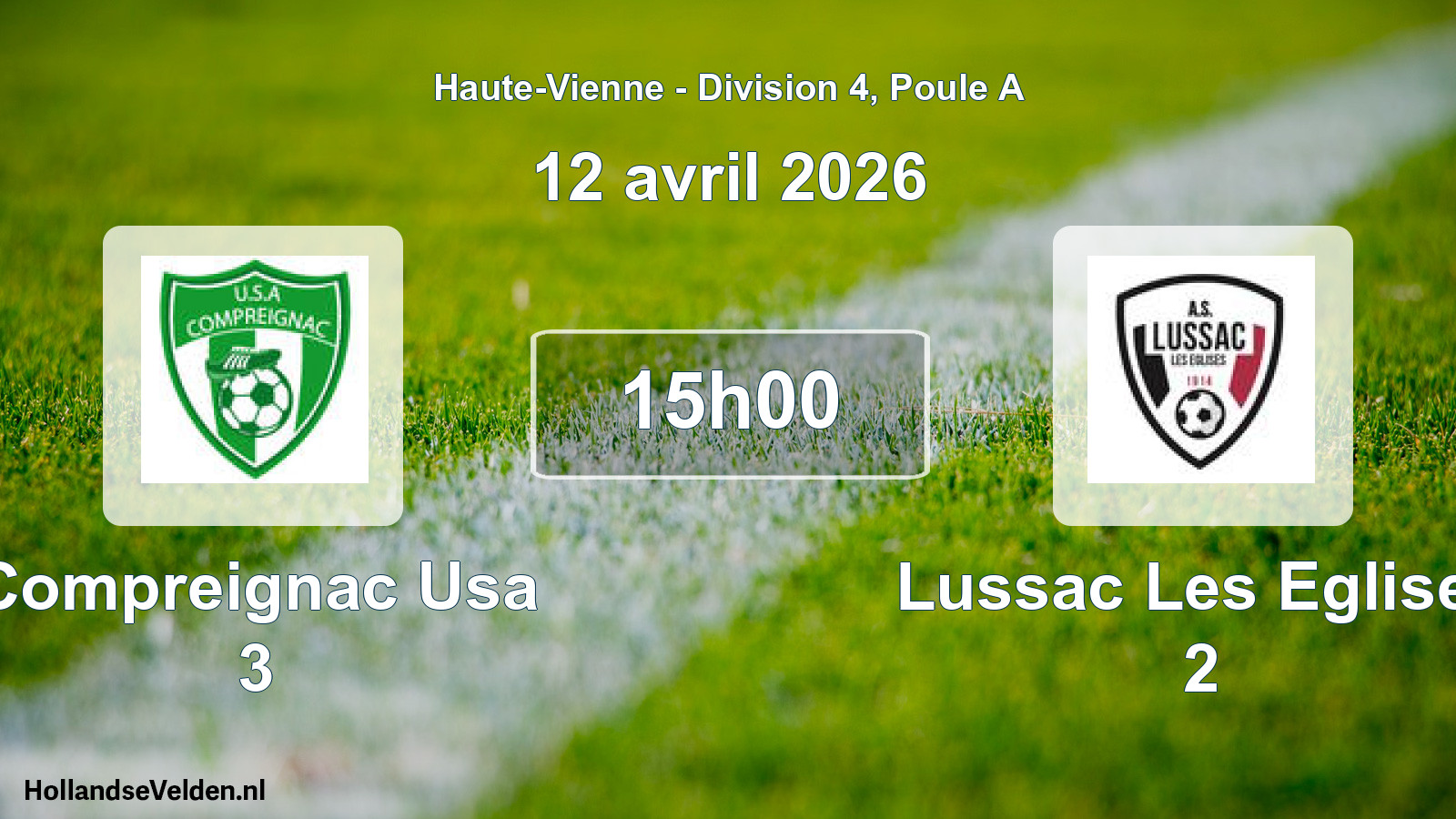 Match programmé: Compreignac Usa 3 - Lussac Les Eglises 2 (12 avril 2026)