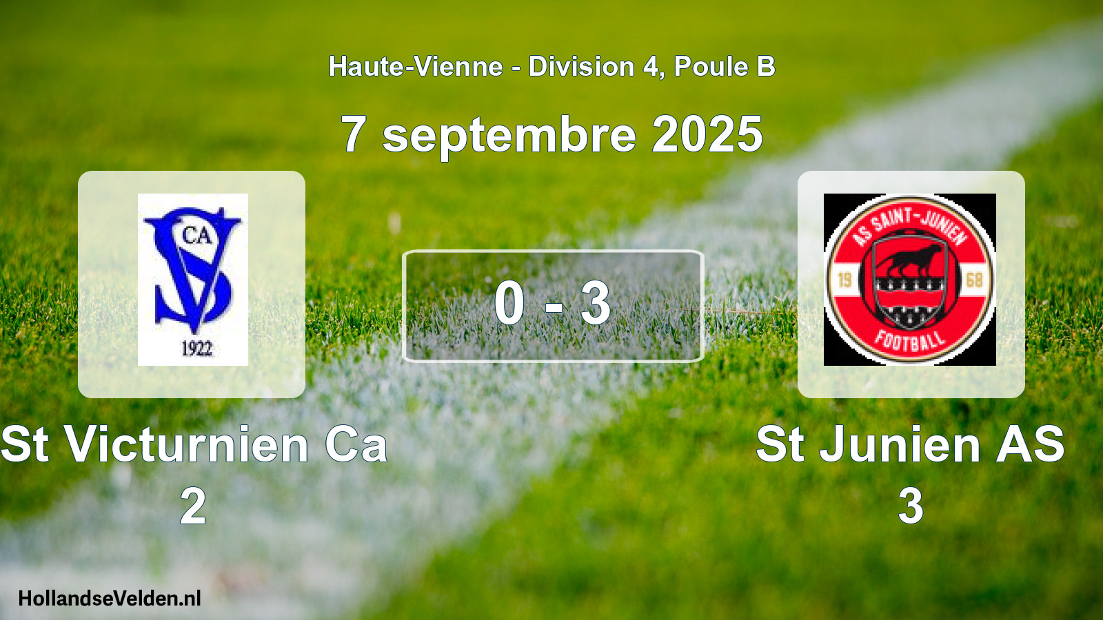 Match joué: St Victurnien Ca 2 - St Junien AS 3 0 - 3 (7 septembre 2025)